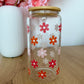 Dernière chance | Verre 16 oz | Fleurs roses et oranges