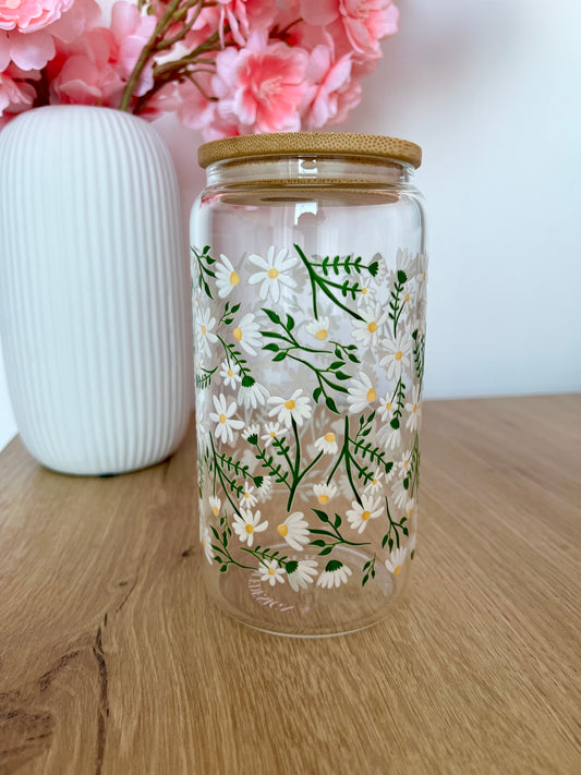 Dernière chance | Verre 16 oz | Marguerites et feuilles