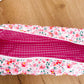 Longue trousse | Fleurs roses et feuilles