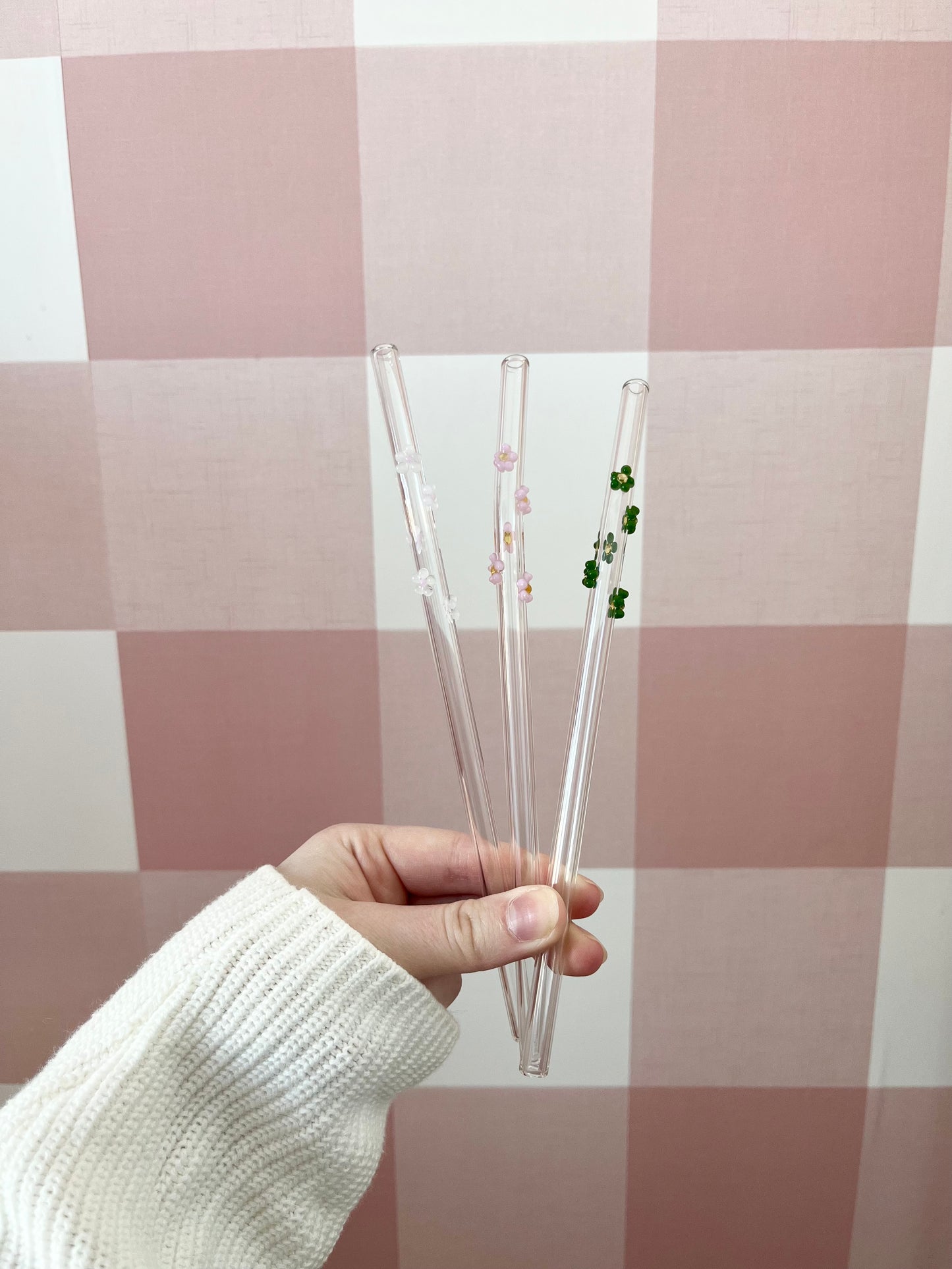 Paille en verre | Petites fleurs