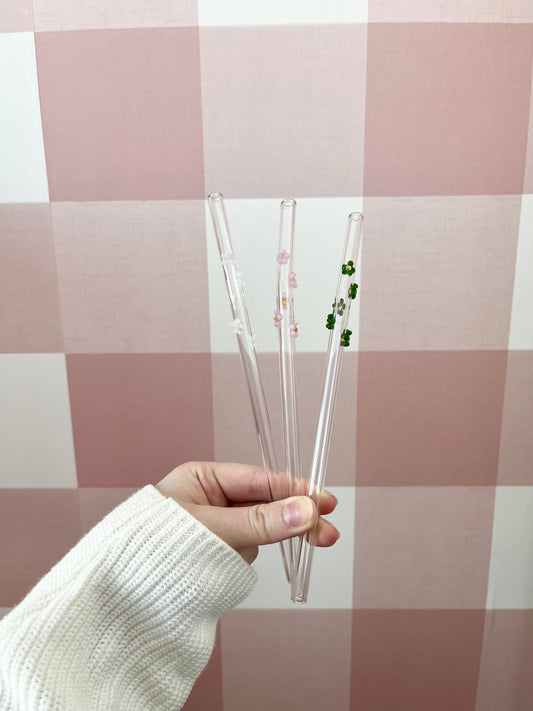 Paille en verre | Petites fleurs