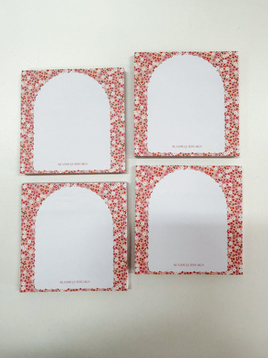 Bloc-notes autocollantes | Orangé et fleurs