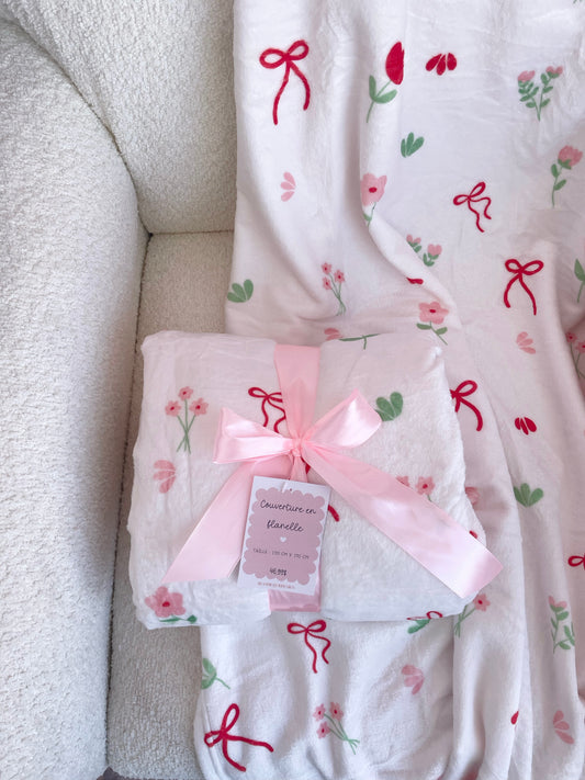 Couverture en flanelle | Boucles et fleurs