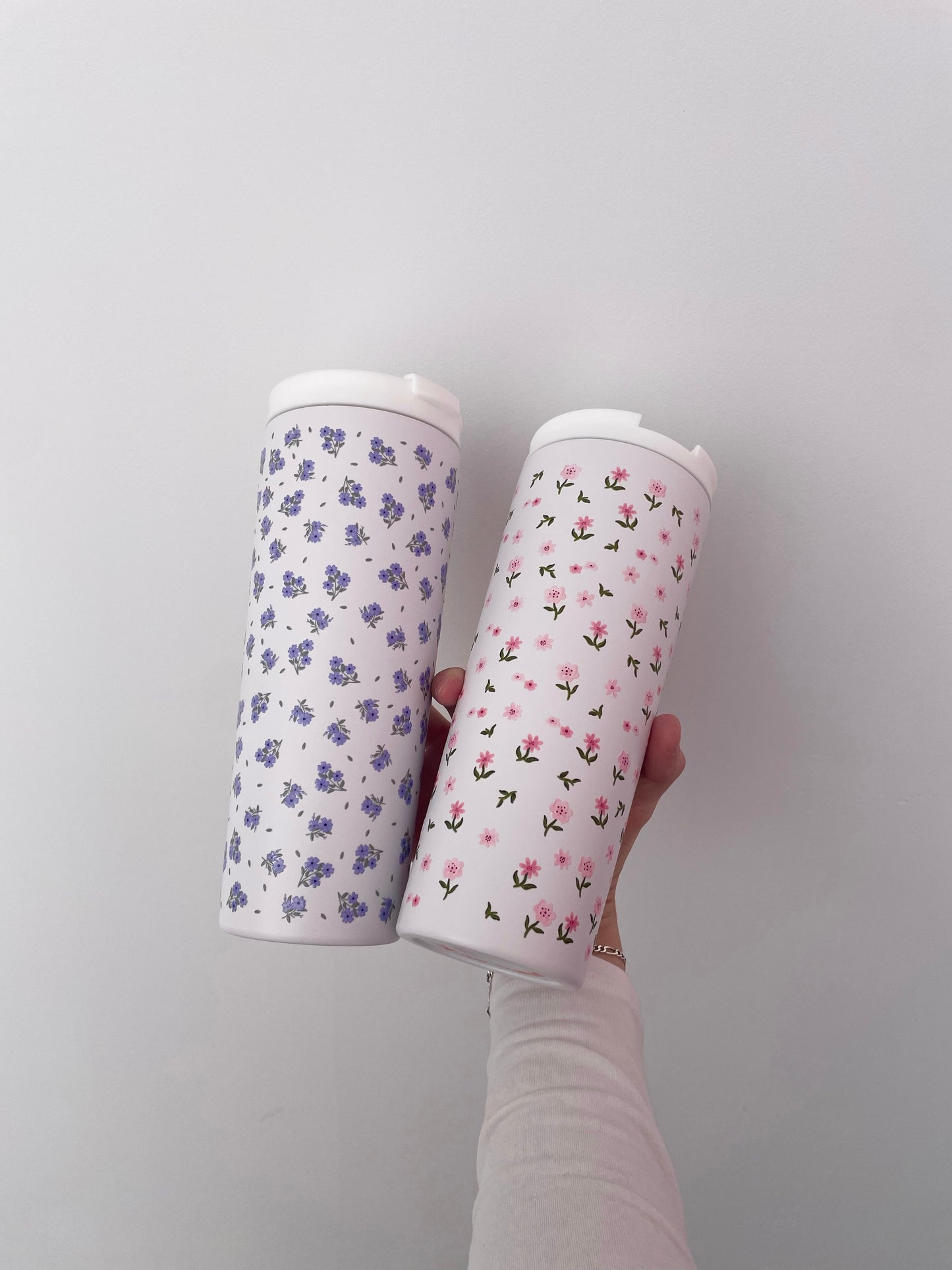 Bouteille isotherme 24 oz | Blanche | Fleurs mélange de roses