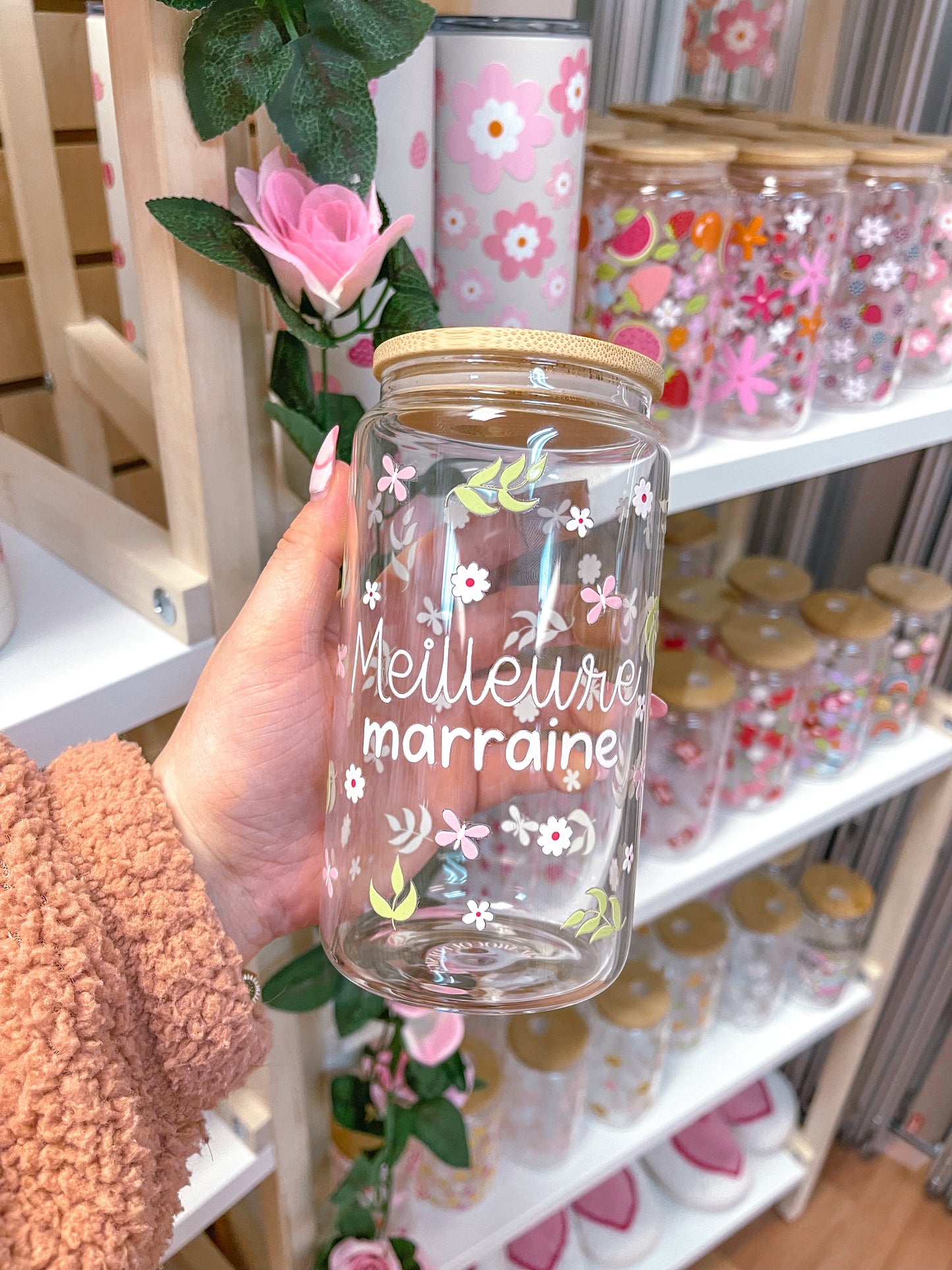Verre 16 oz | Meilleure marraine pastel
