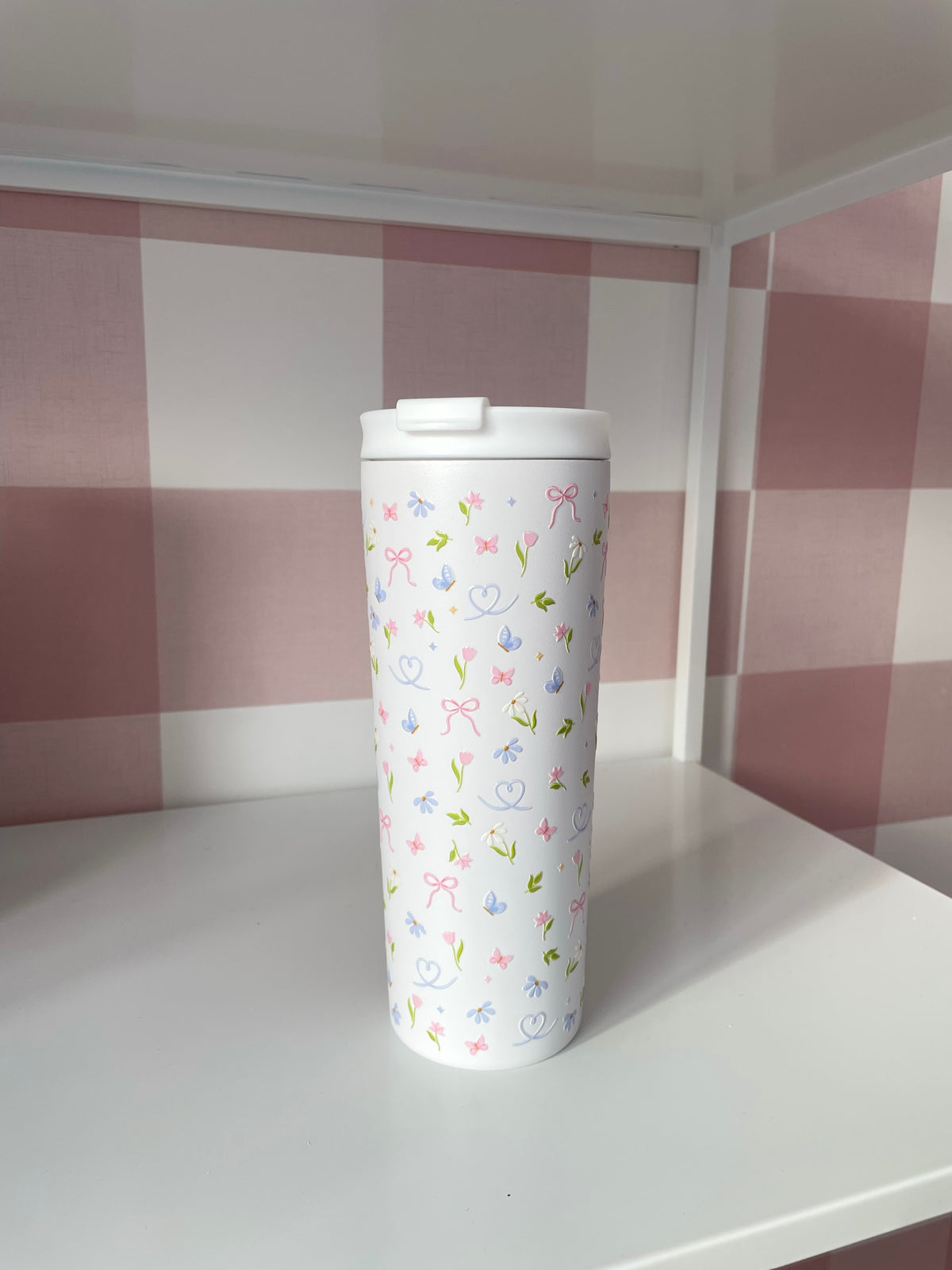 Bouteille isotherme 24 oz | Blanche | L’envolée de papillons