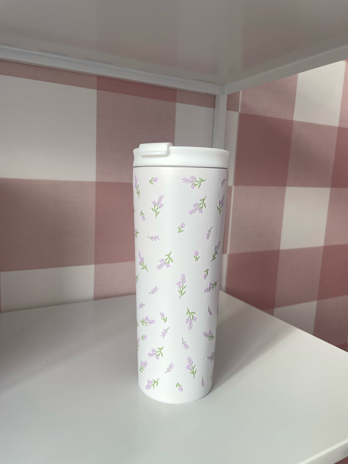 Bouteille isotherme 24 oz | Blanche | Brindilles de lavande
