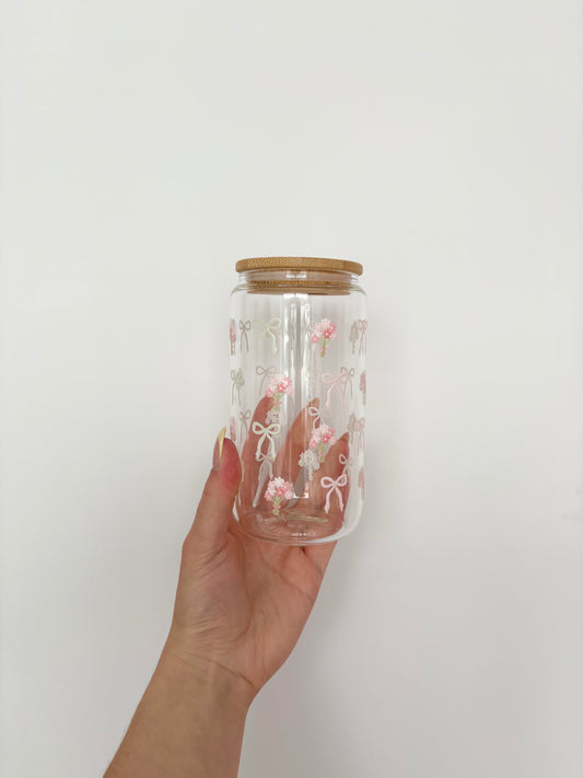 Verre 16 oz | Fleurs et boucles délicates