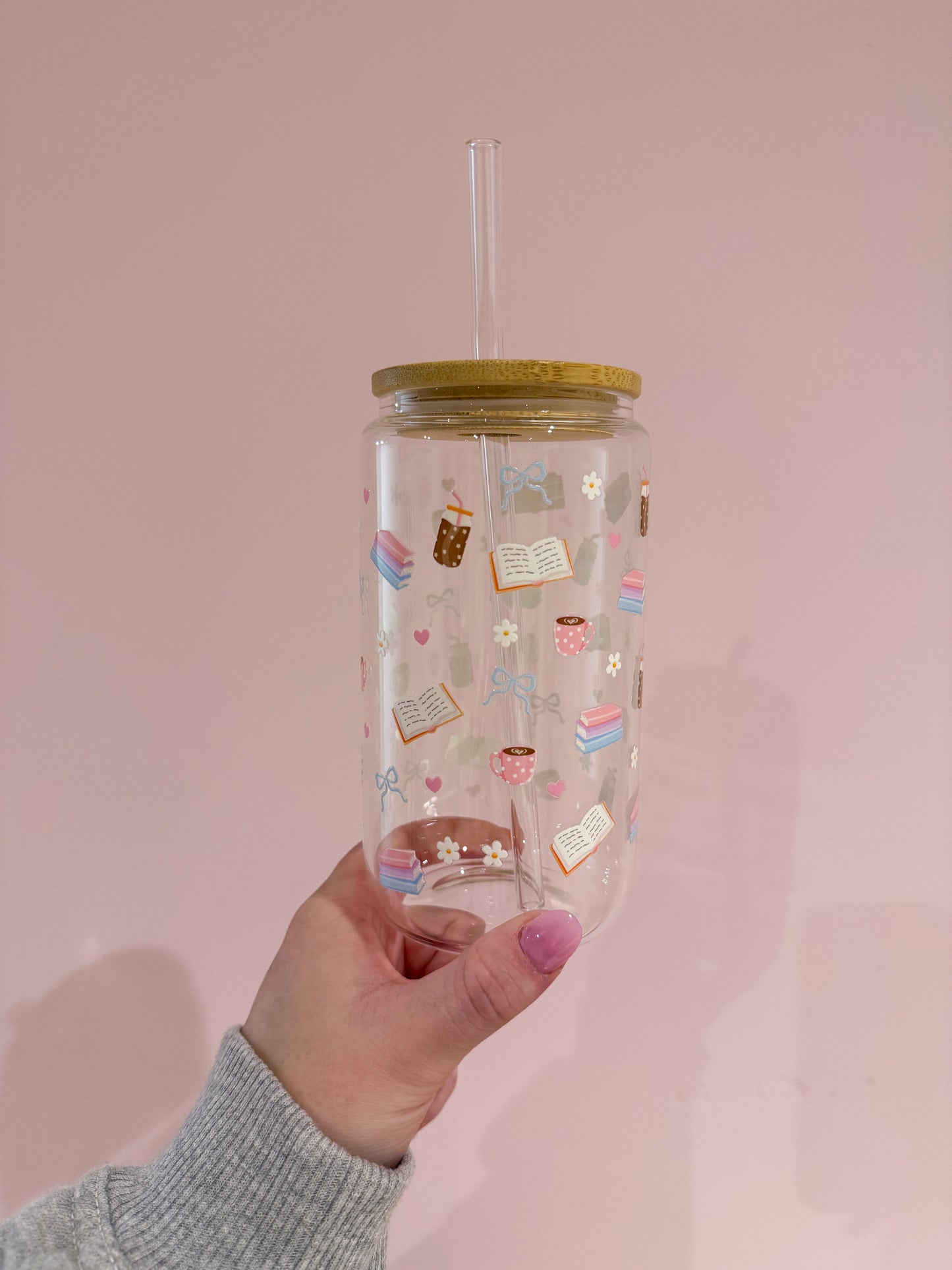 Verre 16 oz | Livres, cafés et marguerites