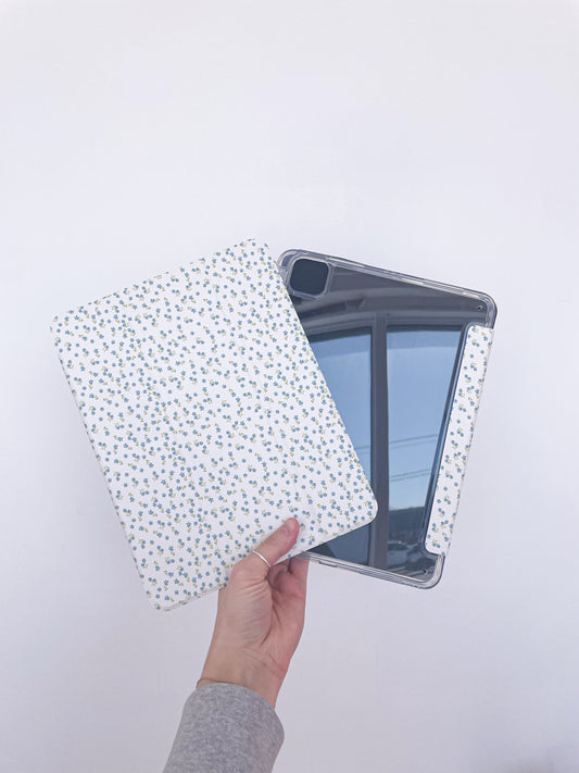 Étui à iPad | Air ou Pro 11'' et 13'' | Fleurs bleues vintages
