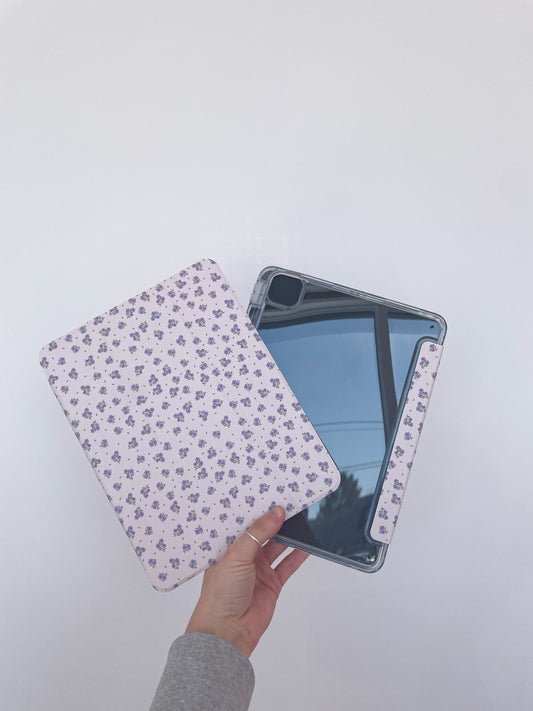 Étui à iPad | Air ou Pro 11'' et 13'' | Bouquets de fleurs mauves