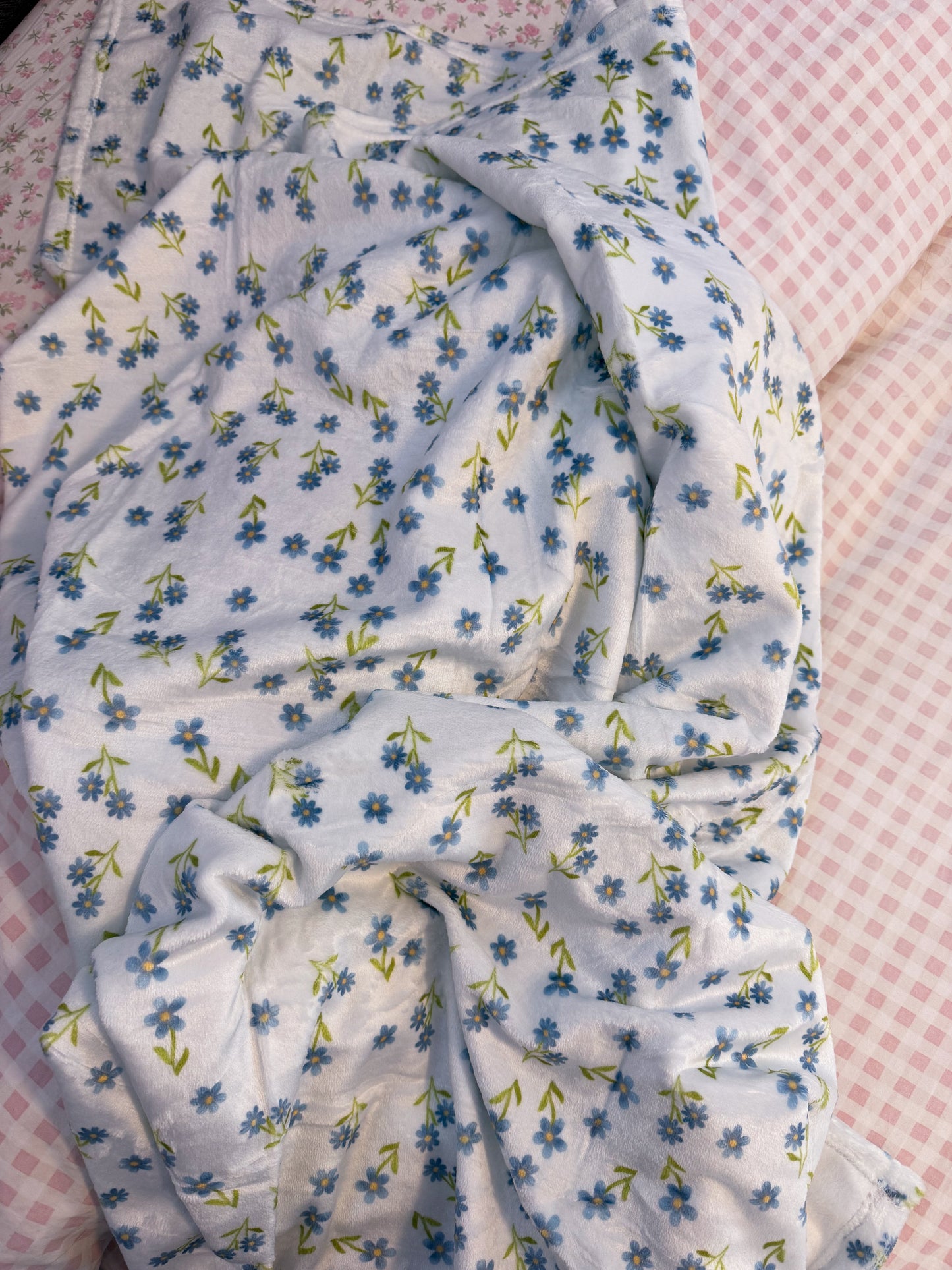 Couverture en flanelle | Fleurs bleues vintages
