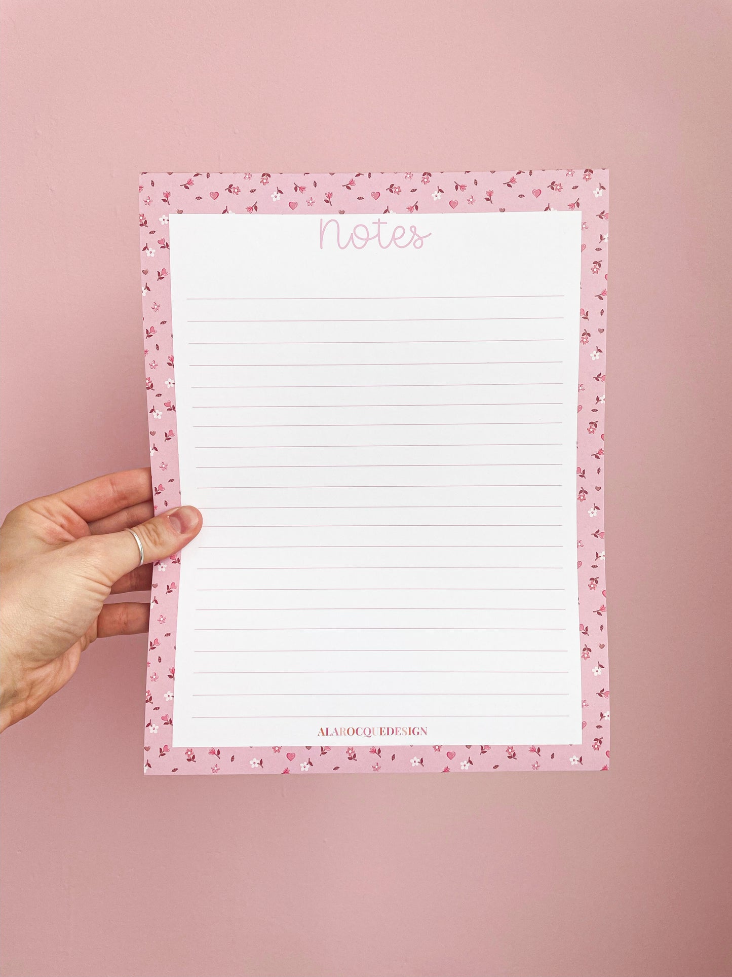 Pad de notes | Minis fleurs roses et brunes