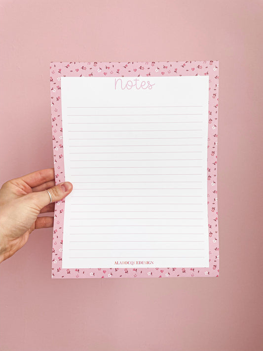 Pad de notes | Minis fleurs roses et brunes