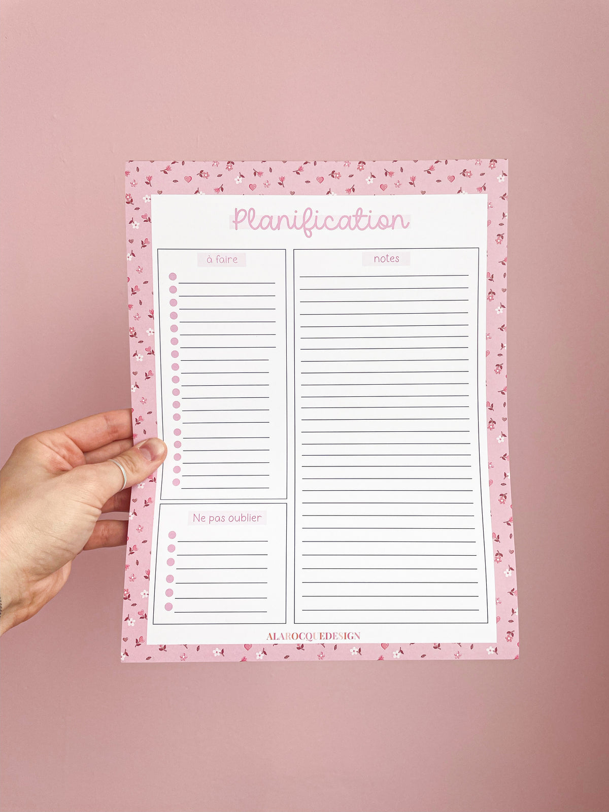 Planificateur | Minis fleurs roses et brunes