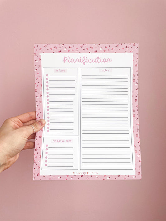 Planificateur | Minis fleurs roses et brunes