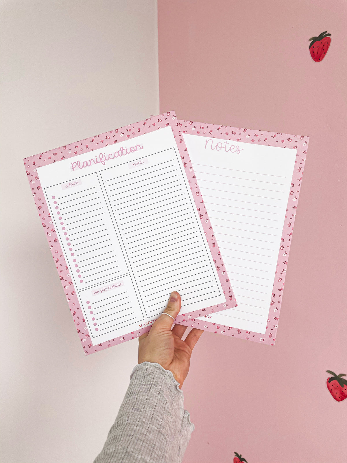 Pad de notes | Minis fleurs roses et brunes