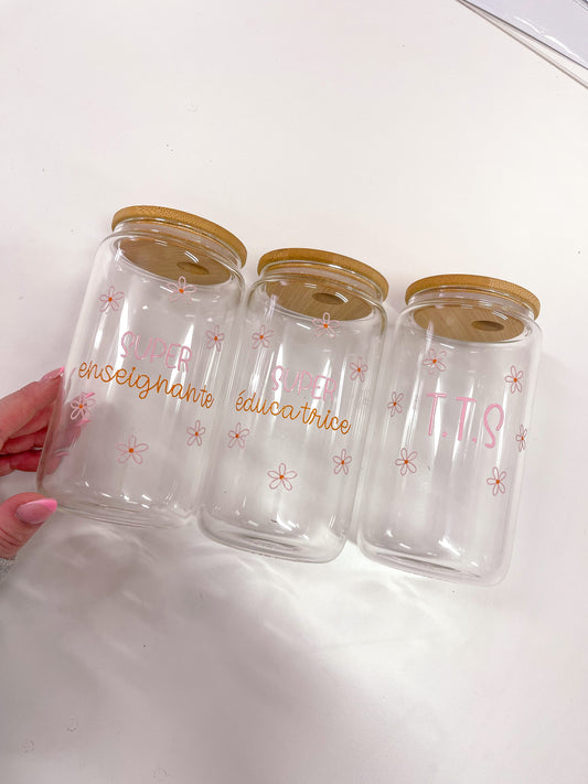 Verre 16 oz | Super enseignante | Super éducatrice