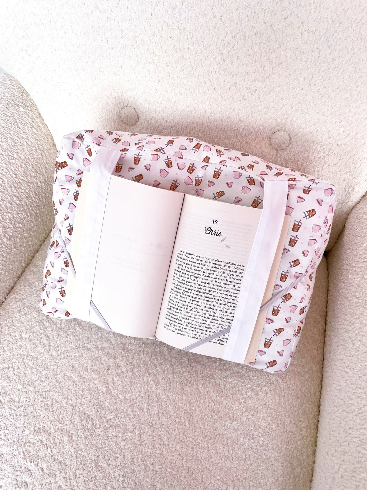 Coussin de lecture | Cafés et coquette pâle