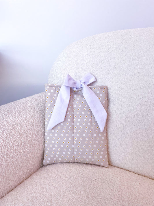 Pochette à livre ou liseuse | Beige et marguerites