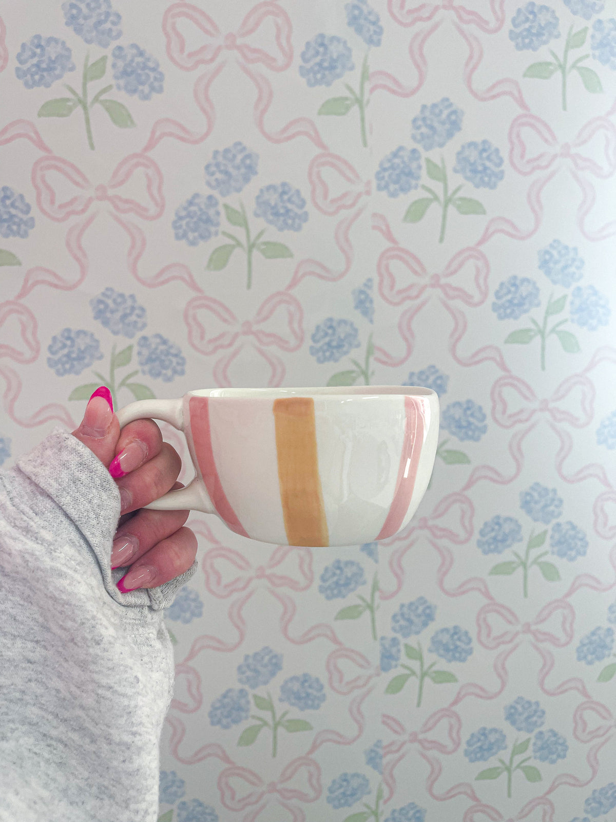 Tasse | Céramique | Lignée jaune et rose