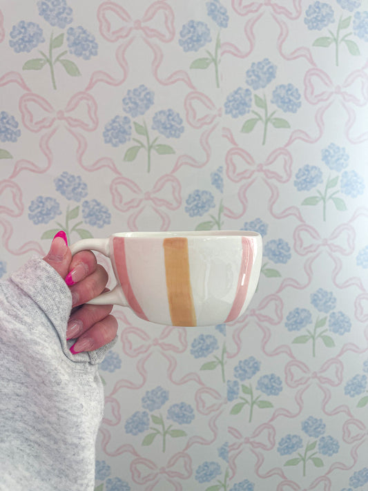 Tasse | Céramique | Lignée jaune et rose