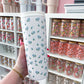Bouteille isotherme 24 oz | Blanche | Fleurs bleues