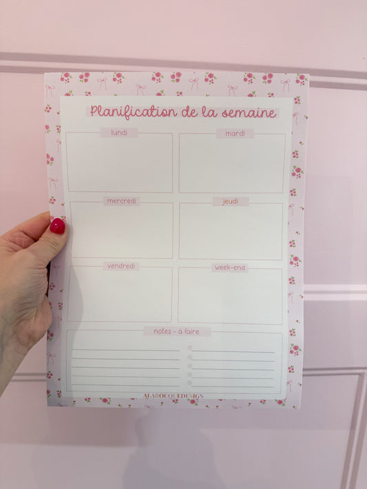 Planificateur de la semaine | Bouquets de roses et boucles