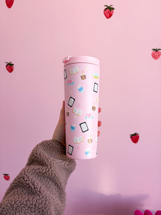 Bouteille isotherme 24 oz | Rose | Livres, cafés et liseuses