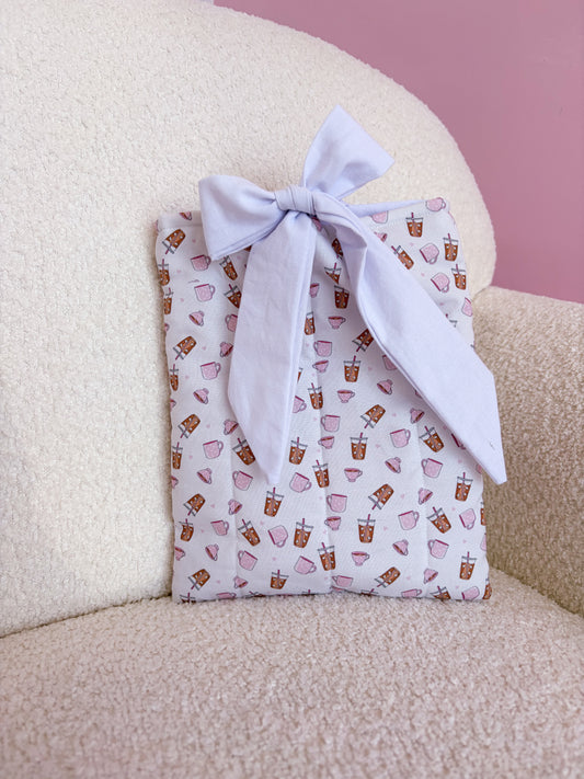 Pochette à livre ou liseuse | Cafés et coquette | Blanche