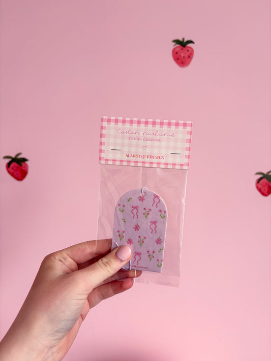 Diffuseur pour voiture | Carton parfumé | Bouquets de fleurs et boucles