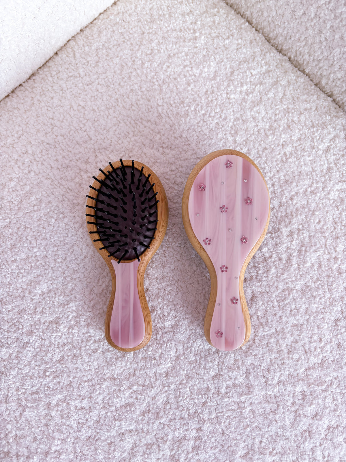 Petite brosse à cheveux | Rose et fleurs