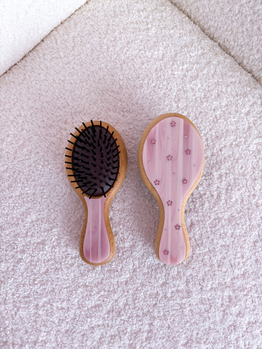 Petite brosse à cheveux | Rose et fleurs