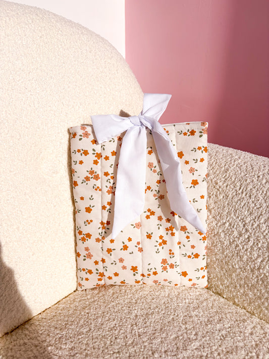 Pochette à livre ou liseuse | Petites fleurs neutres