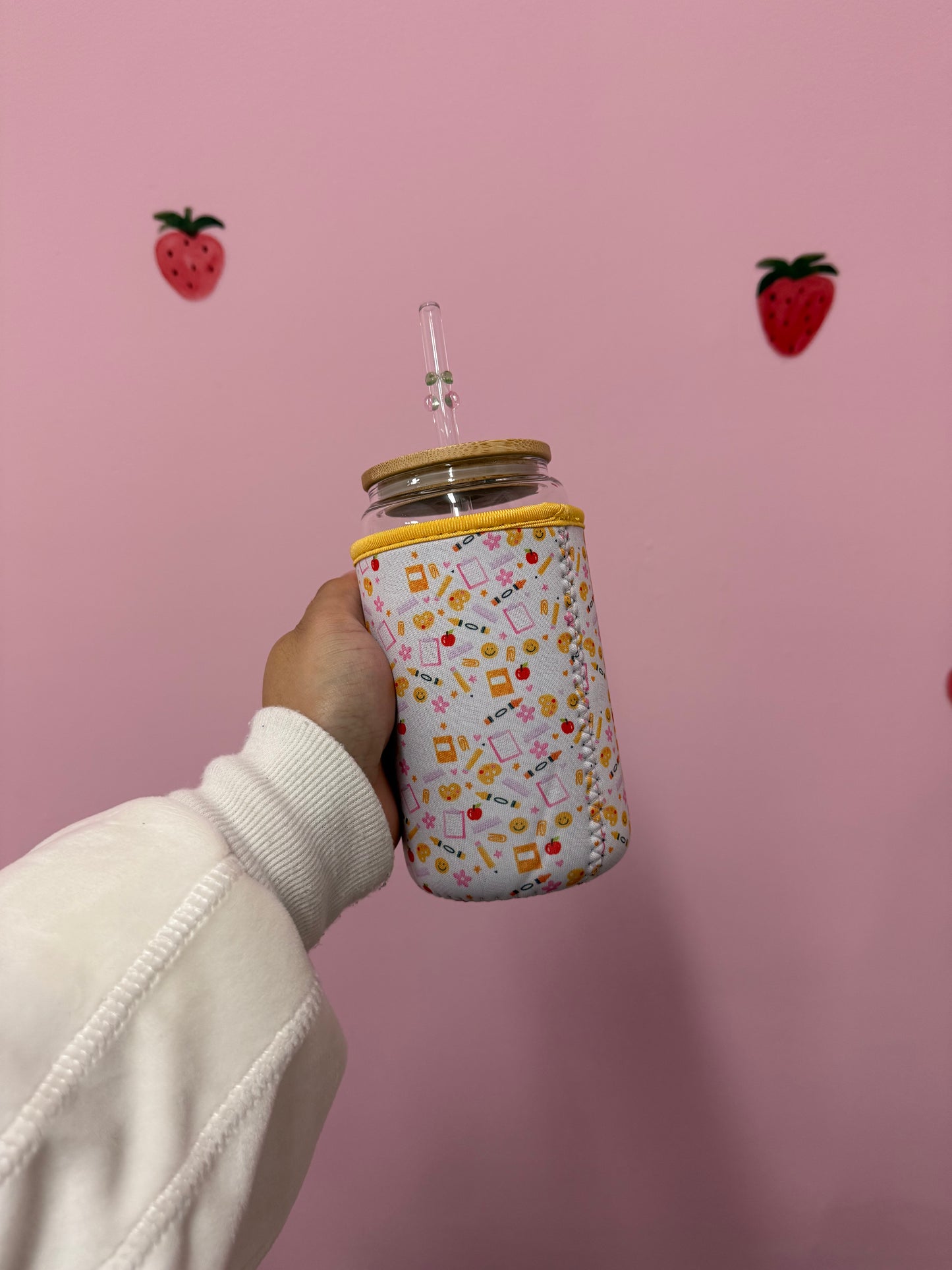 Manchon pour verre 16 oz | Écolier sourire