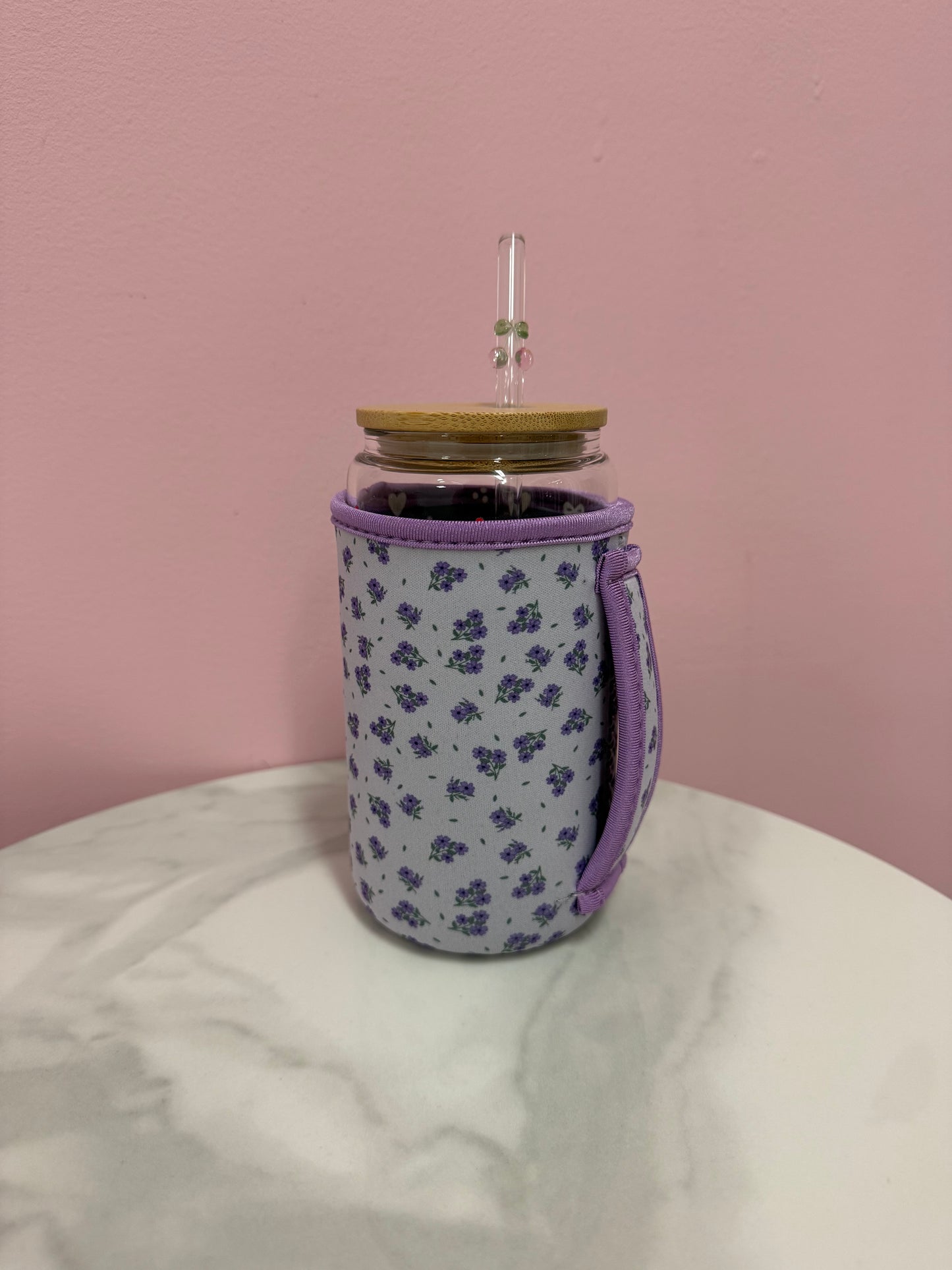 Manchon pour verre 16 oz |  Bouquets de fleurs mauves