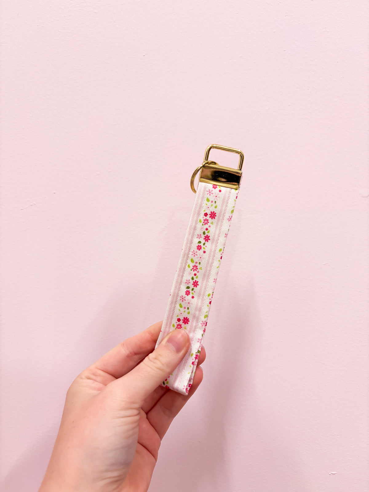 Porte-clés | Bracelet | Lignes roses et fleurs