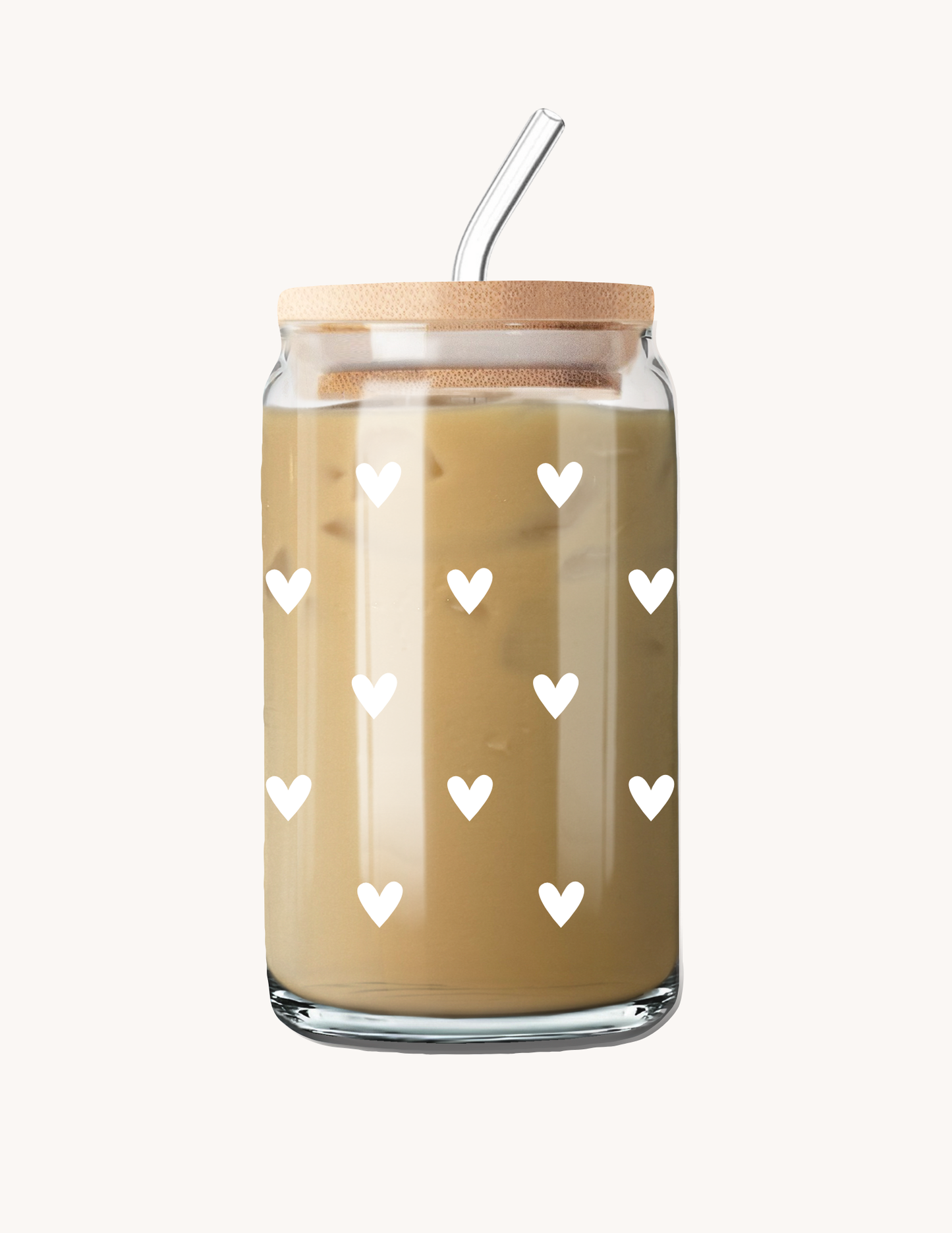 Verre 16 oz | Cœurs blancs pleins