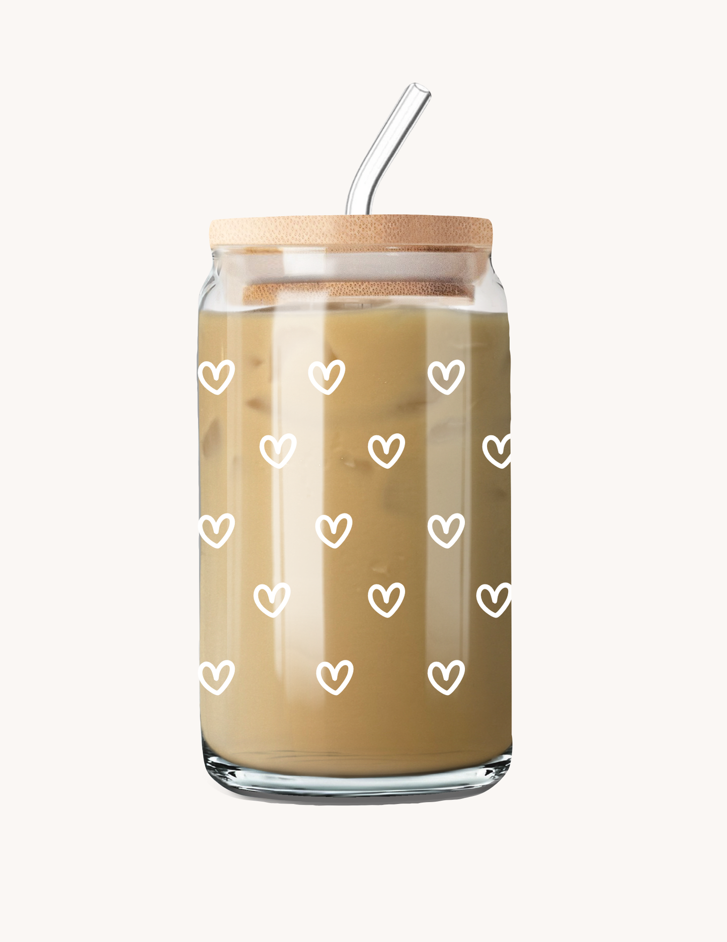 Verre 16 oz | Cœurs blancs vides